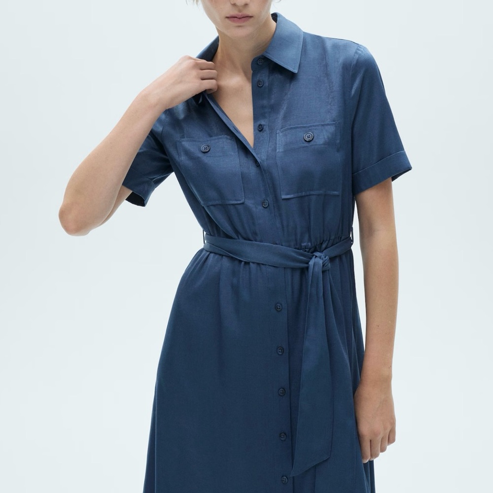 Mango Satin Shirt Dress NWT